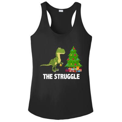 The Struggle T-rex Christmas Tree Ladies PosiCharge Competitor Racerback Tank