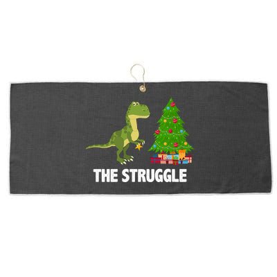The Struggle T-rex Christmas Tree Large Microfiber Waffle Golf Towel
