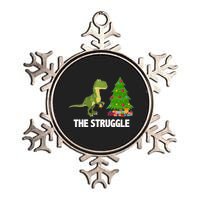 The Struggle T-rex Christmas Tree Metallic Star Ornament