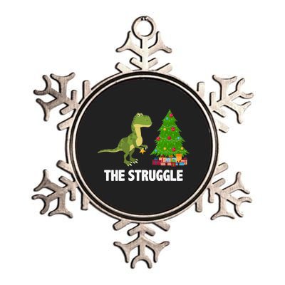 The Struggle T-rex Christmas Tree Metallic Star Ornament