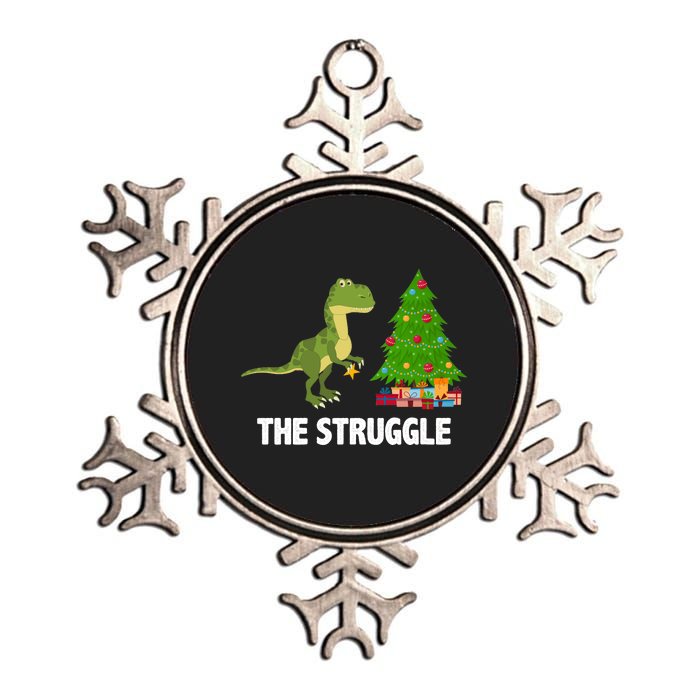 The Struggle T-rex Christmas Tree Metallic Star Ornament