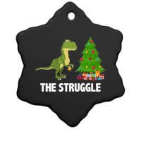 The Struggle T-rex Christmas Tree Ceramic Star Ornament