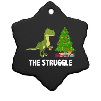 The Struggle T-rex Christmas Tree Ceramic Star Ornament