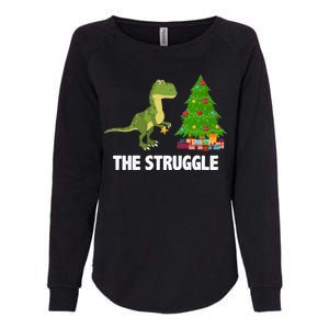 The Struggle T-rex Christmas Tree Womens California Wash Sweatshirt