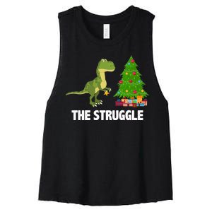 The Struggle T-rex Christmas Tree Women's Racerback Cropped Tank