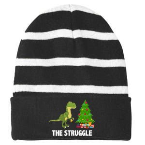 The Struggle T-rex Christmas Tree Striped Beanie with Solid Band