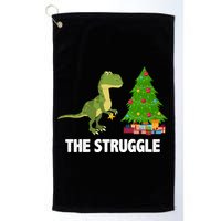 The Struggle T-rex Christmas Tree Golf Towel