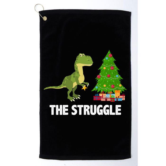 The Struggle T-rex Christmas Tree Golf Towel