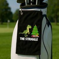 The Struggle T-rex Christmas Tree Golf Towel