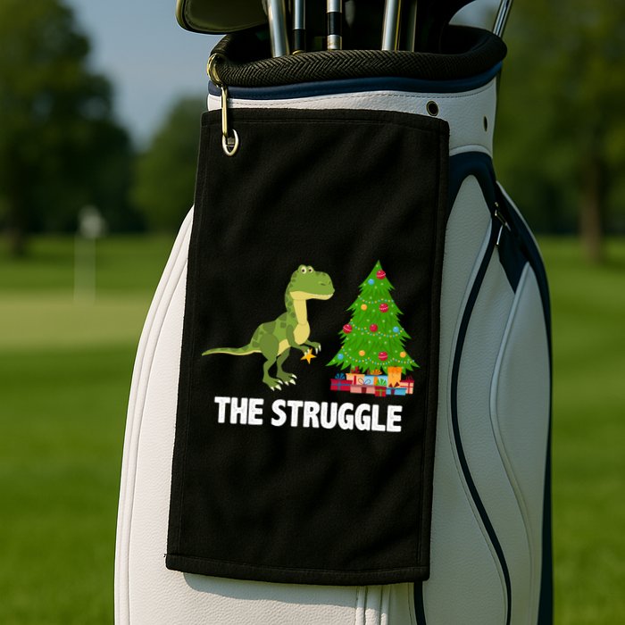 The Struggle T-rex Christmas Tree Golf Towel