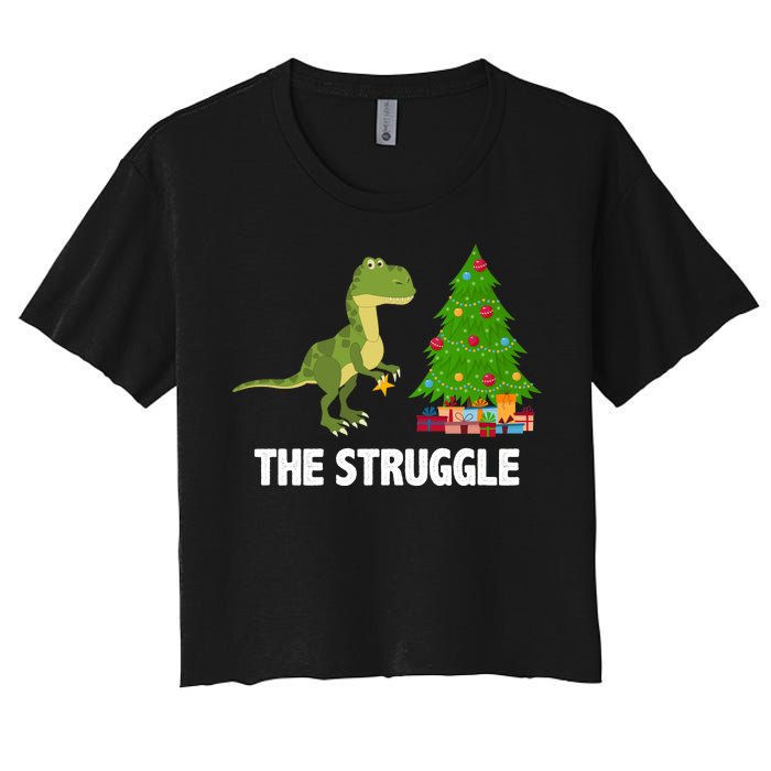 The Struggle T-rex Christmas Tree Women's Crop Top Tee