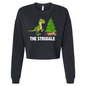 The Struggle T-rex Christmas Tree Cropped Pullover Crew