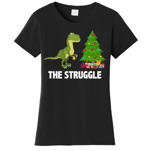 The Struggle T-rex Christmas Tree Women's T-Shirt