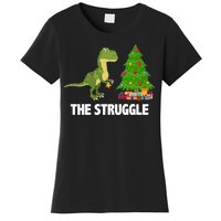 The Struggle T-rex Christmas Tree Women's T-Shirt