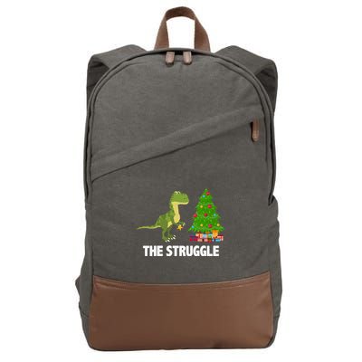 The Struggle T-rex Christmas Tree Cotton Canvas Backpack