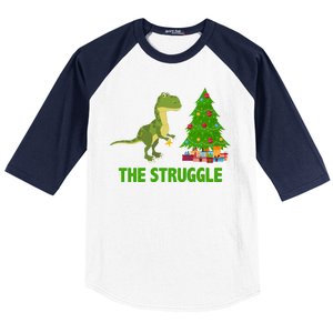 The Struggle T-rex Christmas Tree Baseball Sleeve Shirt