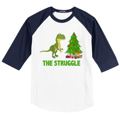 The Struggle T-rex Christmas Tree Baseball Sleeve Shirt