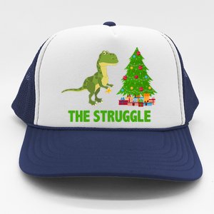 The Struggle T-rex Christmas Tree Trucker Hat