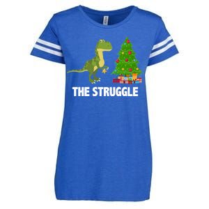 The Struggle T-rex Christmas Tree Enza Ladies Jersey Football T-Shirt