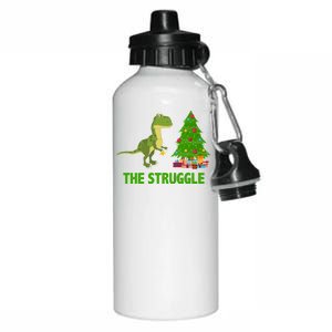 The Struggle T-rex Christmas Tree Aluminum Water Bottle