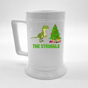 The Struggle T-rex Christmas Tree Beer Stein