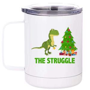 The Struggle T-rex Christmas Tree 12 oz Stainless Steel Tumbler Cup