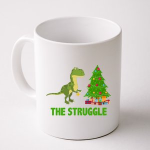 The Struggle T-rex Christmas Tree Coffee Mug