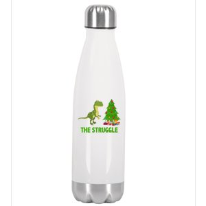 The Struggle T-rex Christmas Tree Stainless Steel Insulated Water Bottle