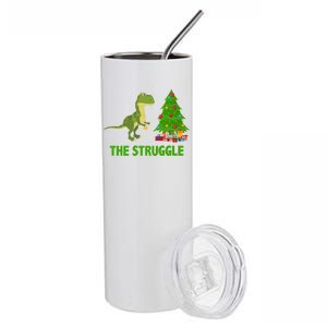 The Struggle T-rex Christmas Tree Stainless Steel Tumbler