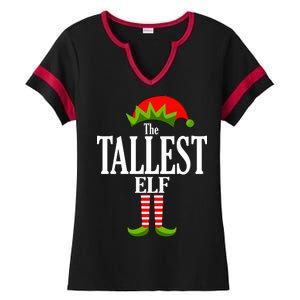 The Tallest Elf Funny Matching Christmas Ladies Halftime Notch Neck Tee