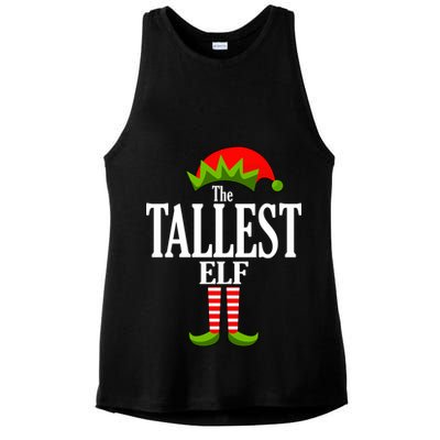 The Tallest Elf Funny Matching Christmas Ladies PosiCharge Tri-Blend Wicking Tank