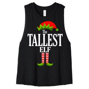 The Tallest Elf Funny Matching Christmas Women's Racerback Cropped Tank