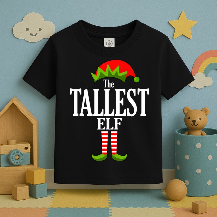 The Tallest Elf Funny Matching Christmas Toddler T-Shirt