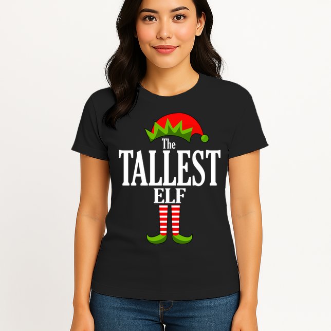 The Tallest Elf Funny Matching Christmas Womens T-Shirt