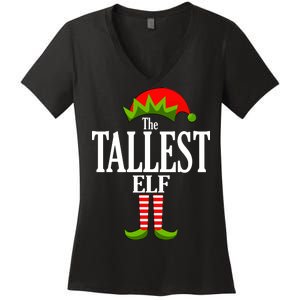 The Tallest Elf Funny Matching Christmas Women's V-Neck T-Shirt