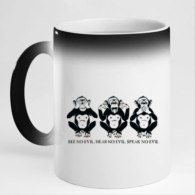 The three wise monkeys 11oz Black Color Changing Mug