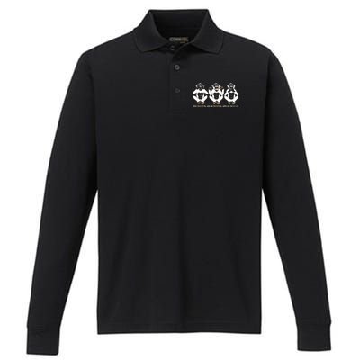 The three wise monkeys Performance Long Sleeve Polo