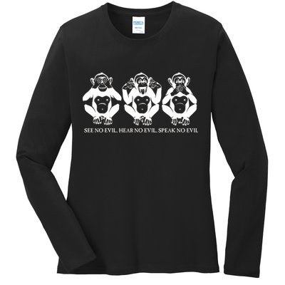 The three wise monkeys Ladies Long Sleeve Shirt