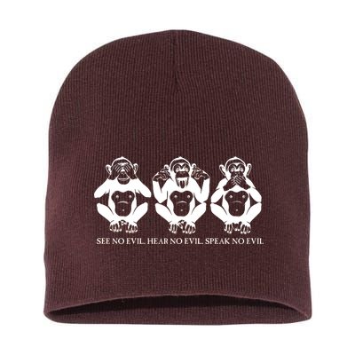 The three wise monkeys Short Acrylic Beanie