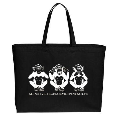 The three wise monkeys Cotton Canvas Jumbo Tote