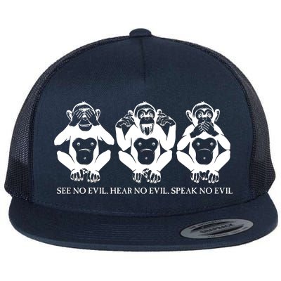 The three wise monkeys Flat Bill Trucker Hat