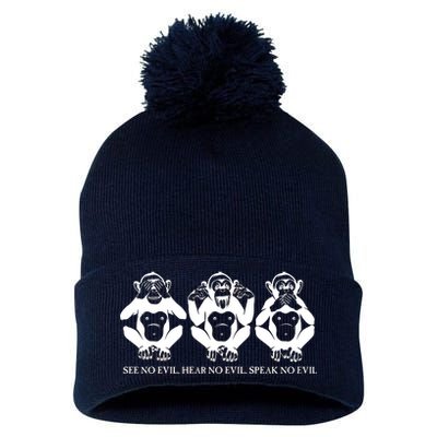 The three wise monkeys Pom Pom 12in Knit Beanie