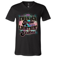 The Thunder Rolls And The Lightning Strikes V-Neck T-Shirt