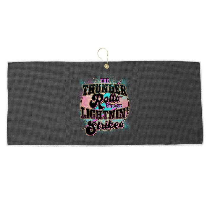 The Thunder Rolls And The Lightning Strikes Large Microfiber Waffle Golf Towel