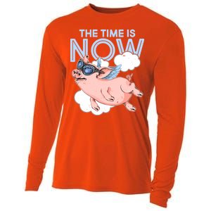 The Time Is Now Flying Pig Cooling Performance Long Sleeve Crew