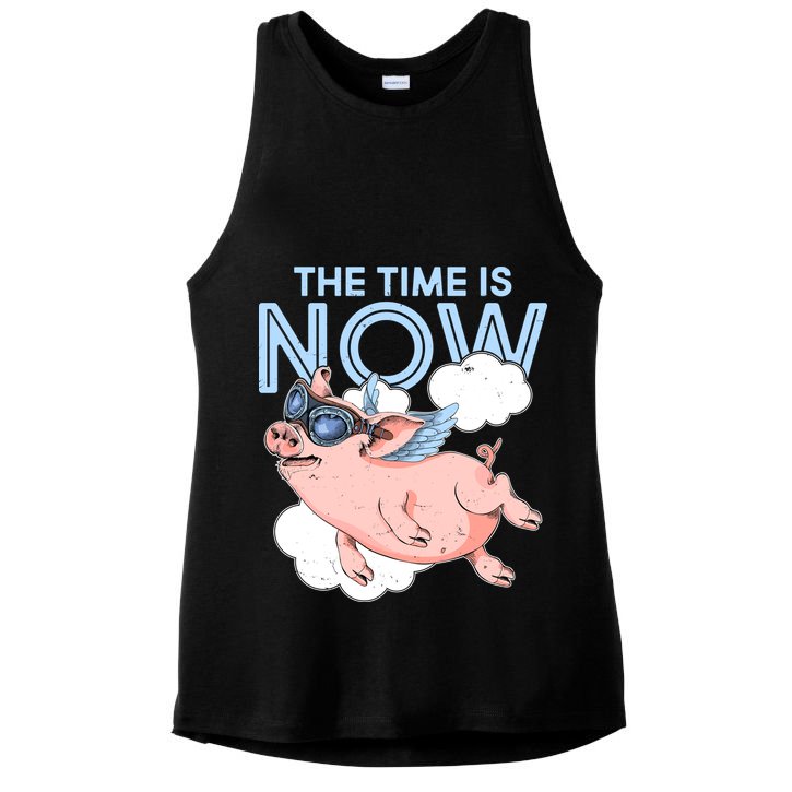 The Time Is Now Flying Pig Ladies PosiCharge Tri-Blend Wicking Tank
