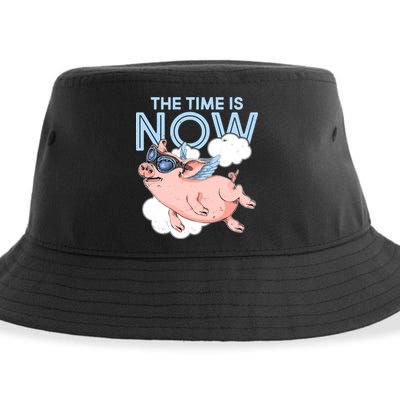 The Time Is Now Flying Pig Sustainable Bucket Hat