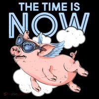 The Time Is Now Flying Pig Button