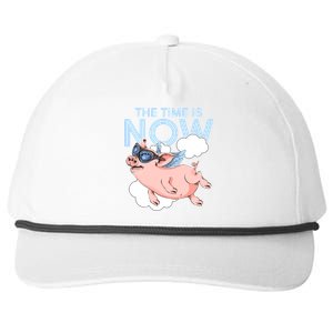 The Time Is Now Flying Pig Snapback Five-Panel Rope Hat