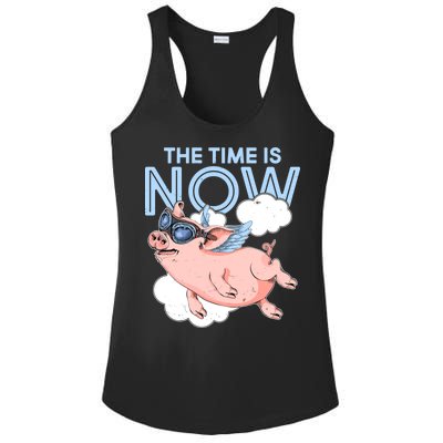 The Time Is Now Flying Pig Ladies PosiCharge Competitor Racerback Tank